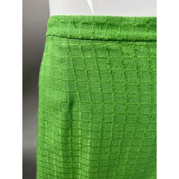 Vintage George Simonton Green Womens Suit Set Size 14 100% Silk With Acetate Lin